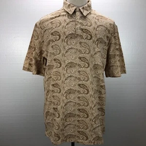 Polo Golf Ralph Lauren L Brown Paisley Short Sleeve Button-Up Men's Polo Shirt - Picture 1 of 8