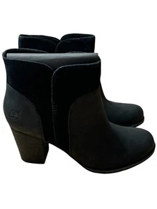 Timberland Black Leather Pull-On Boots Womens 3" Heels Us Size 9.5 . - Picture 1 of 5