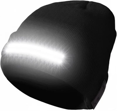 Beanie with Light, 230° Wide Beam Unisex USB Rechargeable, Headlamp Beanie Wint - Image 1 of 4