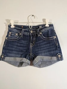 Miss Me Embellished Embroidered Denim Jean Shorts Girls 14 JK38263H - Picture 1 of 9