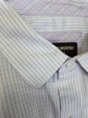 JOHNSTON & MURPHY Men's XXL Button Up Shirt Pale Purple Lavender Check Long Slv - Image 1 of 4
