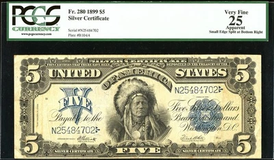 1899 $5 Silver Certificate Chief FR.278 PCGS 25 VF - Image 1 of 3