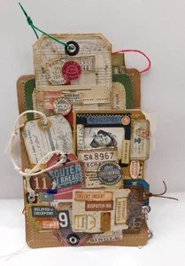 Complementos de diario basura etiquetas hechas a mano sobre de tarjeta archivo portapapeles conjunto efímero 3 - Imagen 1 de 22