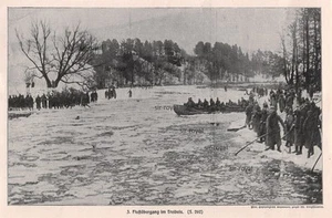 Passaggio del fiume nel ghiaccio galleggiante - Angerapp Prussia orientale - 1GM militare - 1915 ~25x16cm - Foto 1 di 1