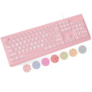 Large Print Backlit Keyboard, Wired USB Lighted Computer Keyboards with 7-Col... - Picture 1 of 8