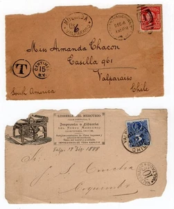 Chile 1888 1904 DUE stempelt zwei Typen nur auf besteuerter Front - Bild 1 von 1