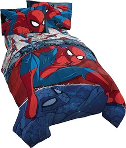 Marvel Spiderman Burst 4 Piece Twin Bed Set - Includes Reversible Comforter - Picture 1 of 6