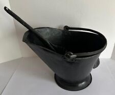 VINTAGE GALVANIZED FLUTED COAL/ASH SCUTTLE BUCKET WITH MATCHING SHOVEL