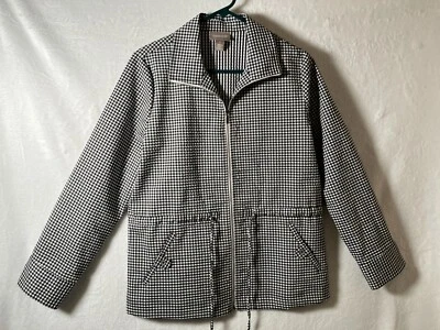 Chaqueta Chico's Ripple Gingham Anorak Talla Mediana Negra Blanca Cuadros Primavera Verano Foto 1 de 4