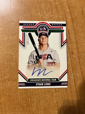 2022 Panini Stars & Stripes - Ethan Long - Team USA Collegiate Auto #'d /349 - Image 1 of 4