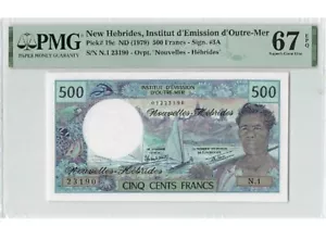 1979 NEW HEBRIDES 500 Francs PMG67 EPQ SUPERB GEM UNC【P-19c】 - Picture 1 of 2