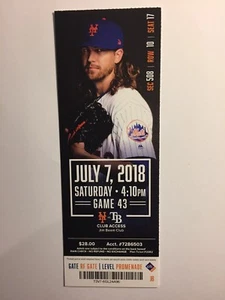 NEW YORK METS VS TAMPA BAY RAYS 7 LUGLIO 2018 BIGLIETTO STUB - Foto 1 di 1