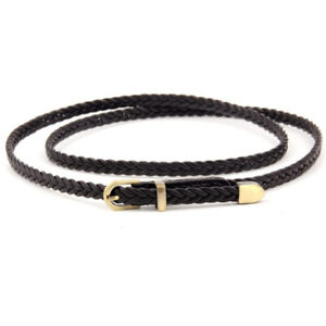 Mens Womens Braided Leather Belt For Dress Work Casual Metal Buckle Waistband _A