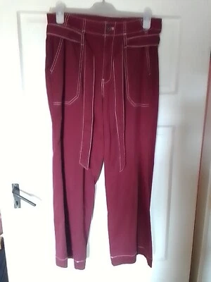 Hose  The Wide Crop. by C&A Gr.38  Dunkelrot mit weißen Nähten - Bild 1 von 2