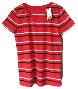 Neu mit Etikett Joe Fresh rot gestreiftes kurzärmliges T-Shirt 95 % Baumwolle/5 % Elasthan Größe S - Bild 1 von 6