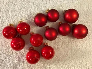 Christmas ornaments set of 12 glass red glossy & matte small balls CH6906 - Picture 1 of 5