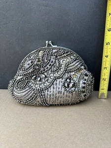 Davids Bridal Asymmetrical Beaded Handbag Wedding Bridesmaid Bride Purse - Picture 1 of 5