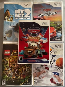 Lotto Giochi Nintendo Wii - 5 Giochi - Disney Pixar Cars Ice Age 2 Gioco Party Lego - Foto 1 di 18
