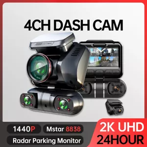 2K 1440P Dash Cam for Car DVR 4CH 360 Camera 24H Parking Monitor Night Vision - Picture 1 of 23