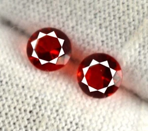 0,40 ct/3 mm natürlicher roter Spinell runder Edelstein Paar zertifiziert SF11 Geburtstagsgeschenk - Bild 1 von 8