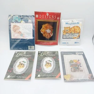 Lot of 6 Cross Stitch Kits-Ornaments-Magnets-Baby-Card - Picture 1 of 7