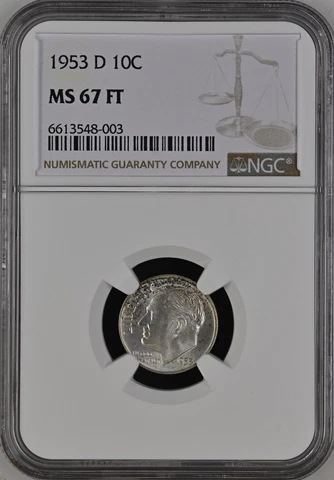 1953-D 10C FB Roosevelt Ten Cent NGC MS67FT   6613548-003 Cover