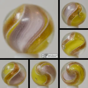 Handmade Aqua Purple Ribbon Lutz Marble, 11/16 in, Near Mint-, Germany, S1456 - Picture 1 of 7