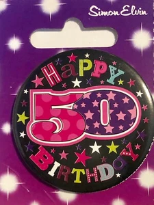 Small metal Birthday badge with safety pin, 50th or 60th Birthday, brand new - Picture 1 of 24