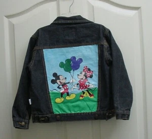 Girls CUSTOM Hand painted Disney MICKEY & MINNIE MOUSE Denim Jean Jacket Size 6 - Picture 1 of 5