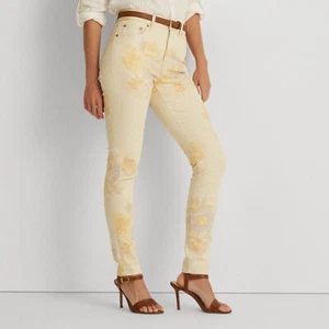 Ralph Lauren Pants Denim Jeans High-Rise Floral Stretch Skinny Ankle Size 4 NEW - Picture 1 of 8
