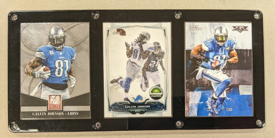 CALVIN JOHNSON 3 CARTÕES PLACA LEÕES DETROIT  - Imagem 1 de 1