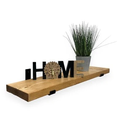 Estantes rústicos industriales de madera maciza elegante + 2 soportes de pared - Imagen 1 de 4