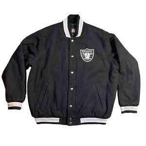 G-III Apparel NFL Raiders Black Vintage Style Back Patch Varsity Jacket 2XL XXL - Picture 1 of 12