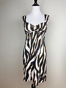 Candies Zebra Print Sz 5 White Black Brown Body Con Stretch Cocktail Dress Jrs - Picture 1 of 7