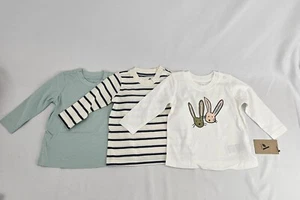Baby Cotton Jersey Long Sleeve T-Shirt 3 Pack Bunny Print 3-6 Months - Picture 1 of 12