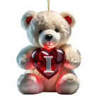 Acrylic Letter I Plush Heart Bear Ornaments Hanging Pendant For Xmas Decor