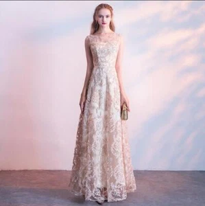 Women's Gorgeous Round Neck Embroidery Flared Evening Dress Cocktail Prom a354 - Picture 1 of 13