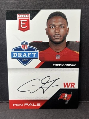 2017 Donruss Elite Chris Godwin Auto Rookie Pen Pals Buccaneers On Card Au RC - Image 1 of 3