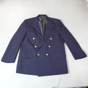 Vintage Burberrys Blazer Mens 44 Blue Double Breasted Gold Buttons 90s Old Money - Picture 1 of 24