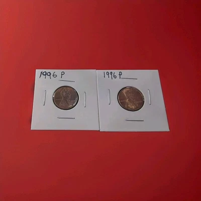 Two 1996 P Lincoln Memorial Pennies With Die Crack Errors - Image 1 of 4