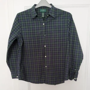 Ralph Lauren Check Blue & Green Long Sleeve 100% Cotton Shirt - Size Large - Picture 1 of 6