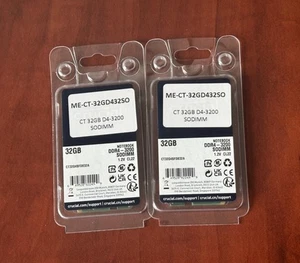 2 X 32GB (64GB) Crucial 32GB DDR4 3200 MHz CL22 SO-DIMM Memory CT32G4SFD832A - Picture 1 of 3