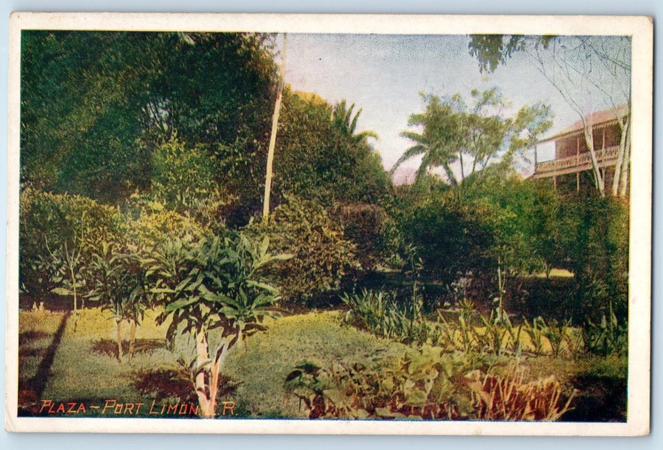 Costa Rica Postcard Port Limon View of Plaza c1930's Unposted Vintage - Image 1 of 2