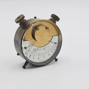 Vintage Brass Ammeter – Freestanding Tilted Design, 2 Legs, Steampunk Decor - Picture 1 of 13