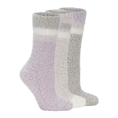 Lemon Womens 3 Pack Cozy Crew Socks, Grey/Purple, One Size  5-9.5 - Image 1 of 4