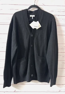 Cárdigan suéter negro SANDRO para hombre talla M de gran tamaño con botones de yak delanteros $535 - Imagen 1 de 7