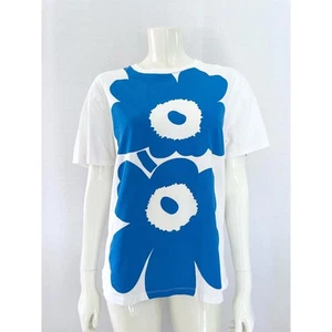 Marimekko Kioski Blue Unikko Floral T-Shirt, Size S, Graphic Tee, Print Shirt - Picture 1 of 10