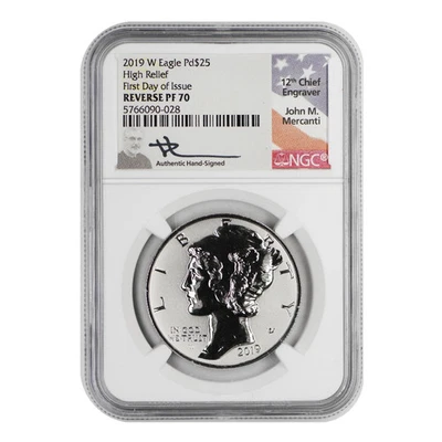 Palladium Eagle 2019-W $25 NGC PF-70 alto relieve primer día de emisión Foto 1 de 2