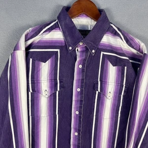 Vintage Panhandle Slim Hemd Herren 17-36 Lila Gestreift Western Rodeo Made in USA - Bild 1 von 9