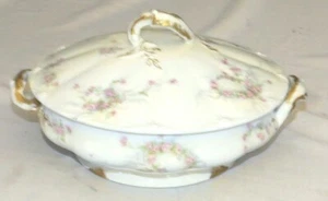 Theodore Haviland 8.1/2 inch Covered Vegetable Bowl - Pink Flowers - AS IS - Picture 1 of 8